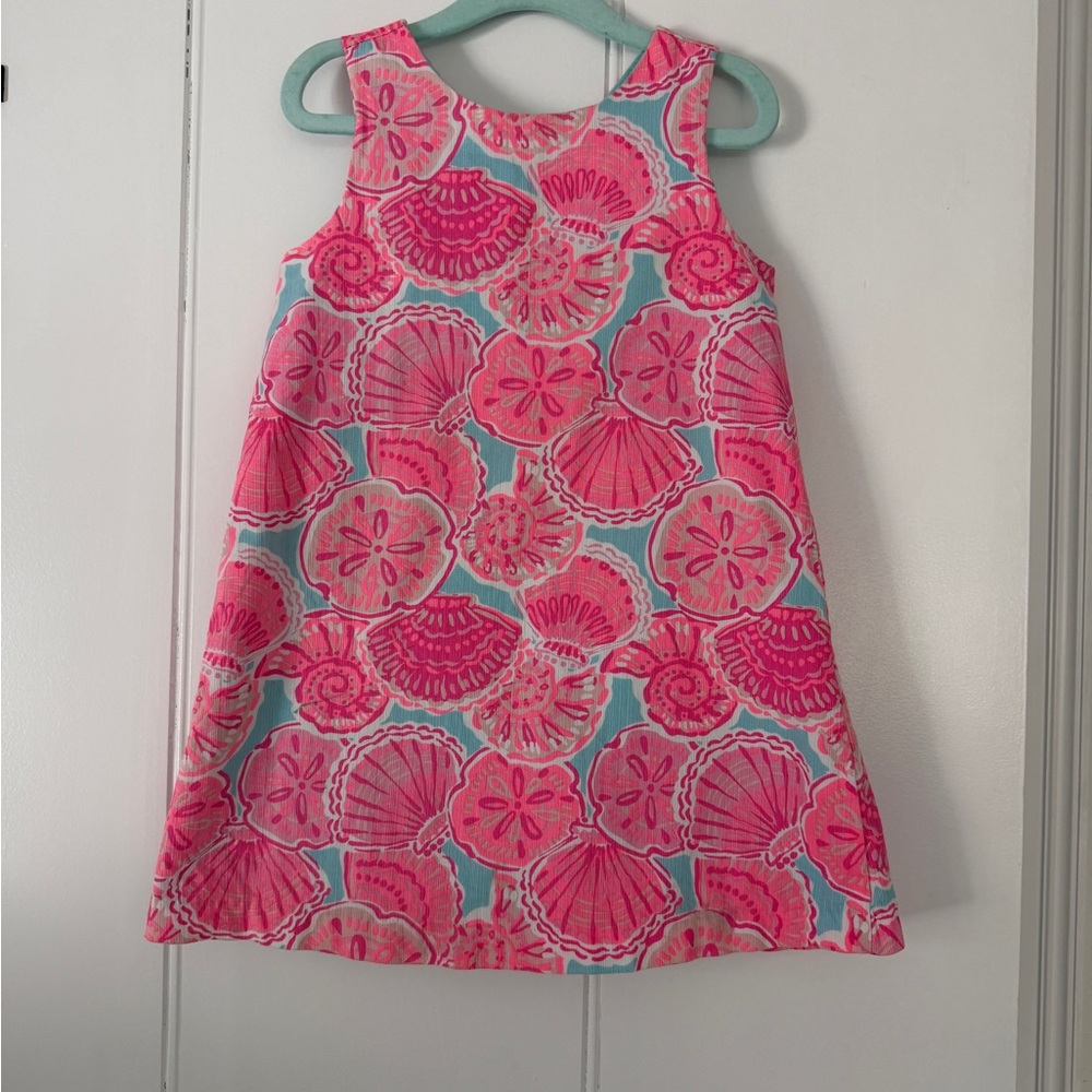 Girls' Pink Shell Print Shift Dress